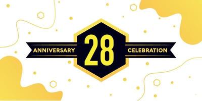 28 anni anniversario logo vettore design con giallo geometrico forma con nero e astratto design su bianca sfondo modello