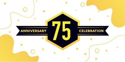 75 anni anniversario logo vettore design con giallo geometrico forma con nero e astratto design su bianca sfondo modello