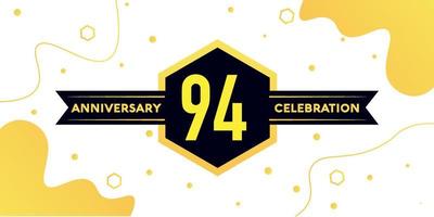 94 anni anniversario logo vettore design con giallo geometrico forma con nero e astratto design su bianca sfondo modello