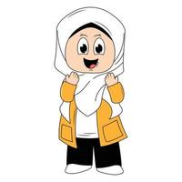 carino ragazza hijab cartone animato illustrazione vettore