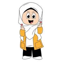 carino ragazza hijab cartone animato illustrazione vettore