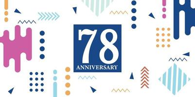 78 anni anniversario celebrazione logotipo bianca numeri font nel blu forma con colorato astratto design su bianca sfondo vettore illustrazione
