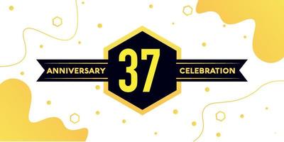 37 anni anniversario logo vettore design con giallo geometrico forma con nero e astratto design su bianca sfondo modello