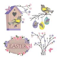 Pasqua birdhouse impostato vettore