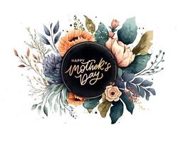 contento La madre di giorno acquerello telaio con Vintage ▾ fiori per il vacanza sfondo, invito, manifesti, opuscolo, voucher; tagliando sconto, menù vettore