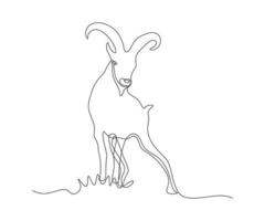 astratto montagna pecora, argali continuo uno linea disegno vettore