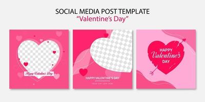 San Valentino creativo per la raccolta di modelli di post sui social media ambientata in dolce romanticismo e design del concetto di simbolo del cuore vettore