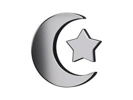 Luna e stella islamico icona 3d interpretazione vettore illustrazione