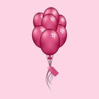festivo mazzo di viola volare palloncini legato con un' etichetta su rosa sfondo per san valentino carta. vettore illustrazione
