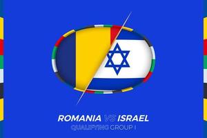 Romania vs Israele icona per europeo calcio torneo qualificazione, gruppo io. vettore