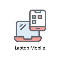 il computer portatile mobile vettore riempire schema icone. semplice azione illustrazione azione