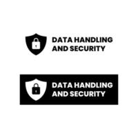 dati maneggio e sicurezza informazione attacco protezione icona etichetta cartello design vettore