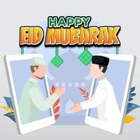 eid al-Fitr halal bihalal cartone animato illustrazione vettore