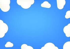 carta da parati blu con nuvole bianche. sfondo vettoriale messaggio di social media. copia spazio per un testo