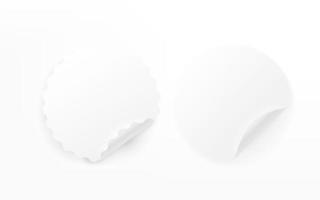 raccolta di vettore di adesivi rotondi di carta bianca isolato su bianco