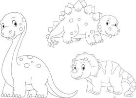 vario dinosauri linea arte. vettore illustrazione per colorazione pagine, colorazione prenotare, eccetera