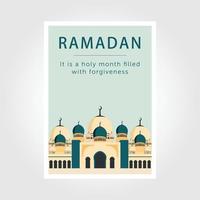 Ramadan kareem manifesto design. islamico saluto carta modello con Ramadan per sfondo design. vettore