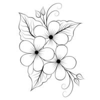 gratuito vettore linea arte e mano disegno fiore arte nero e bianca piatto design semplice fiore