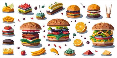 delizioso veloce cibo hamburger nel vettore illustrazione