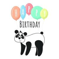 contento compleanno cartolina con panda e palloncini vettore