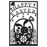 saluto carta modello con Pasqua coniglietto, papercut stile carta taglio, vettore illustrazione