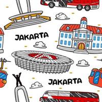 jakarta kawaii senza soluzione di continuità modello nel vettore illustrazione