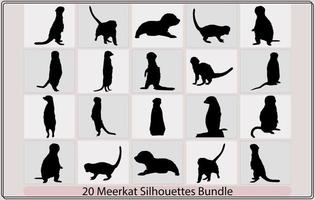 vettore illustrazione di un' nero silhouette meerka, meerkat sagome suricata suricatta,vettore illustrazione di nero silhouette meerkat
