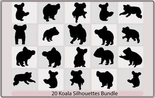 koala vettore silhouette icons.cute vettore koala, nero silhouette di koala, australiano koala semplice nero silhouette logo