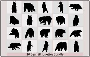 vettore orso sagoma, varie orso sagome, orso sagoma, animale illustrazione, orso illustrazione, marrone orso silhouette impostare,