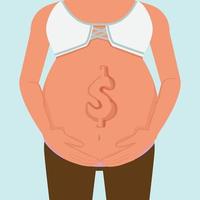 donna incinta con l'icona dei soldi. budgeting quando sei incinta concetto. vettore