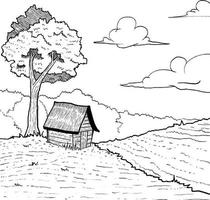vettore schizzo di un' Casa nel il colline. mano disegnato