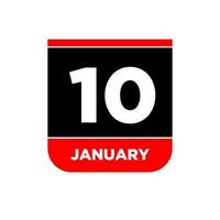 10 gennaio vettore calendario vettore icona. 10 jan carta.