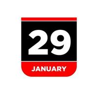 29th gennaio vettore calendario pagina. 29 jan icona.