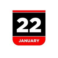 22 gennaio vettore calendario pagina. 22 jan icona.