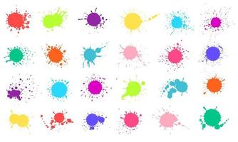 dipingere schizzi. colorato liquido vernici schizzare. colorato inchiostro gocce, macchie, macchie. astratto grunge colore inkblot forma silhouette vettore impostato