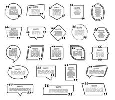 citazione forme. nero sms cornici, citazioni scatole con Quotazione segni. discorso bolla, citare testo telaio, citazione scatola modello vettore impostato