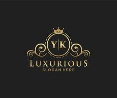 iniziale yk lettera reale lusso logo modello nel vettore arte per ristorante, regalità, boutique, bar, Hotel, araldico, gioielleria, moda e altro vettore illustrazione.