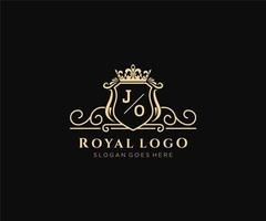 iniziale jo lettera lussuoso marca logo modello, per ristorante, regalità, boutique, bar, Hotel, araldico, gioielleria, moda e altro vettore illustrazione.