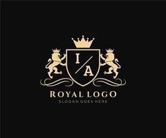 iniziale ia lettera Leone reale lusso stemma araldico logo modello nel vettore arte per ristorante, regalità, boutique, bar, Hotel, araldico, gioielleria, moda e altro vettore illustrazione.