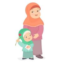 musulmano madre Tenere bambino. il migliore mamma. vettore