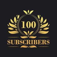 100 iscritti celebrazione design. lussuoso 100 iscritti logo per sociale media iscritti vettore