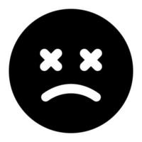 triste facciale espressione solido icona di emoticon vettore