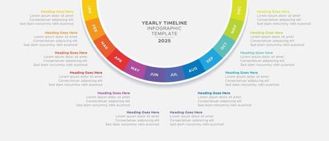 moderno sequenza temporale cerchio attività commerciale Infografica modello design con 12 periodi mesi vettore