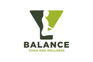 vettore y iniziale logo con yoga design concetto.