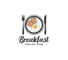 prima colazione cibo logo design su bianca sfondo, vettore illustrazione.