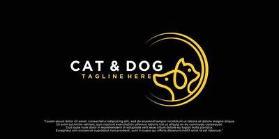 vettore di cane e gatto animali logo design con stile unico premio vettore