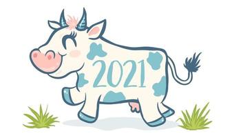 vettore carino mucca piace simbolo 2021 anno