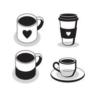 icona della tazza di caffè caldo su priorità bassa bianca vettore