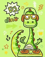 vettore illustrazione di divertente dinosauro cartone animato con disco fantino