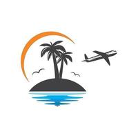 icona della palma dell'estate e del logo di viaggio illustrazione vettoriale